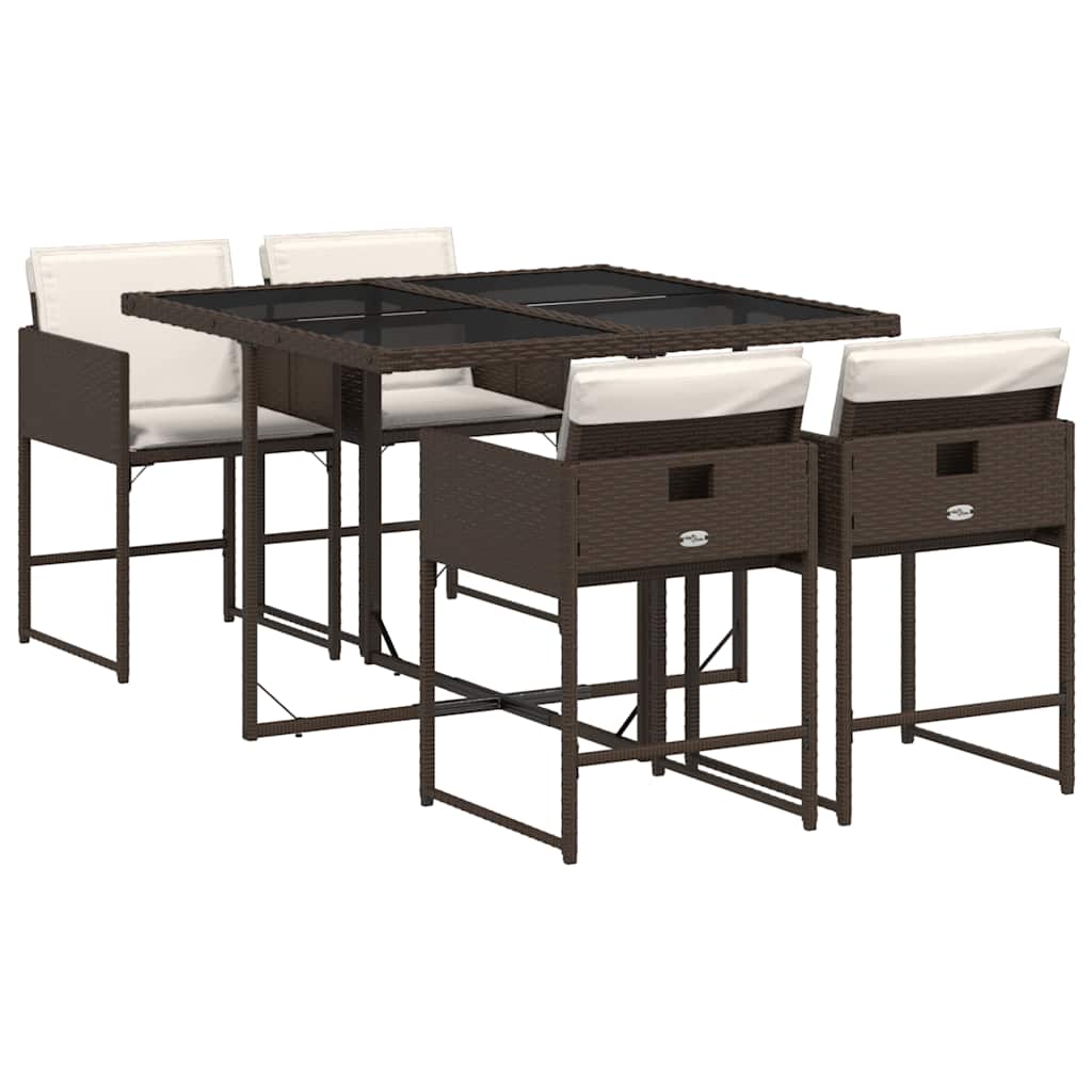 Garden Dining Set | Brown | Poly Rattan | Medium | Foldable