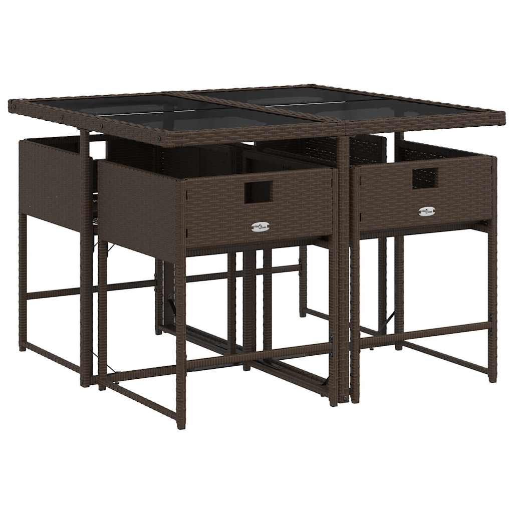 Garden Dining Set | Brown | Poly Rattan | Medium | Foldable