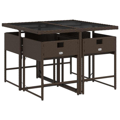 Garden Dining Set | Brown | Poly Rattan | Medium | Foldable