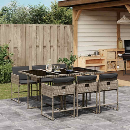 Garden Dining Set | Grey | PE rattan, powder-coated steel, tempered glass