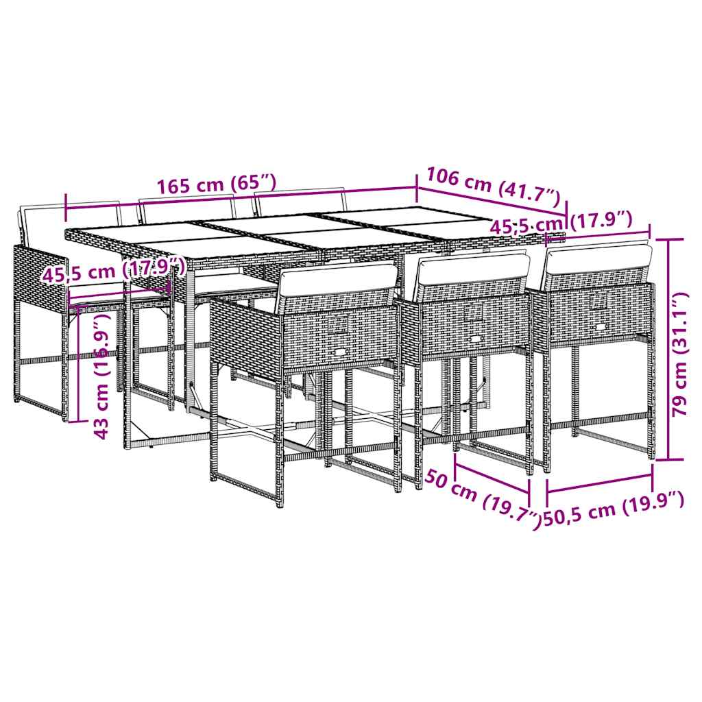 Garden Dining Set | Grey, Brown, Dark Grey
