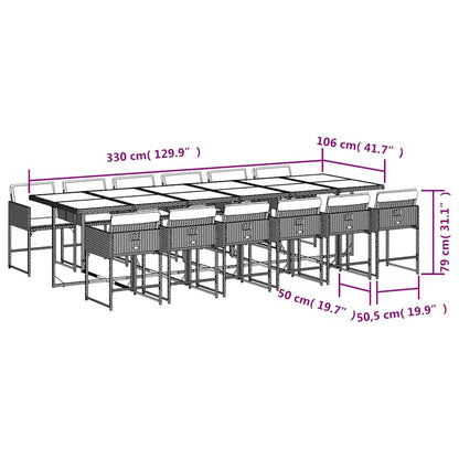 Garden Dining Set | Brown | PE Rattan | 13 Piece | Foldable