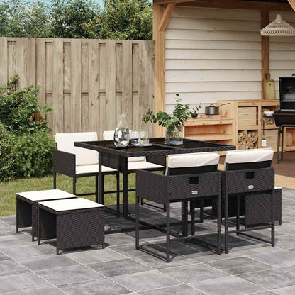 Garden Dining Set Black, cream white