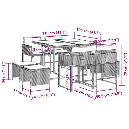 Garden Dining Set Black, Brown, Cream White