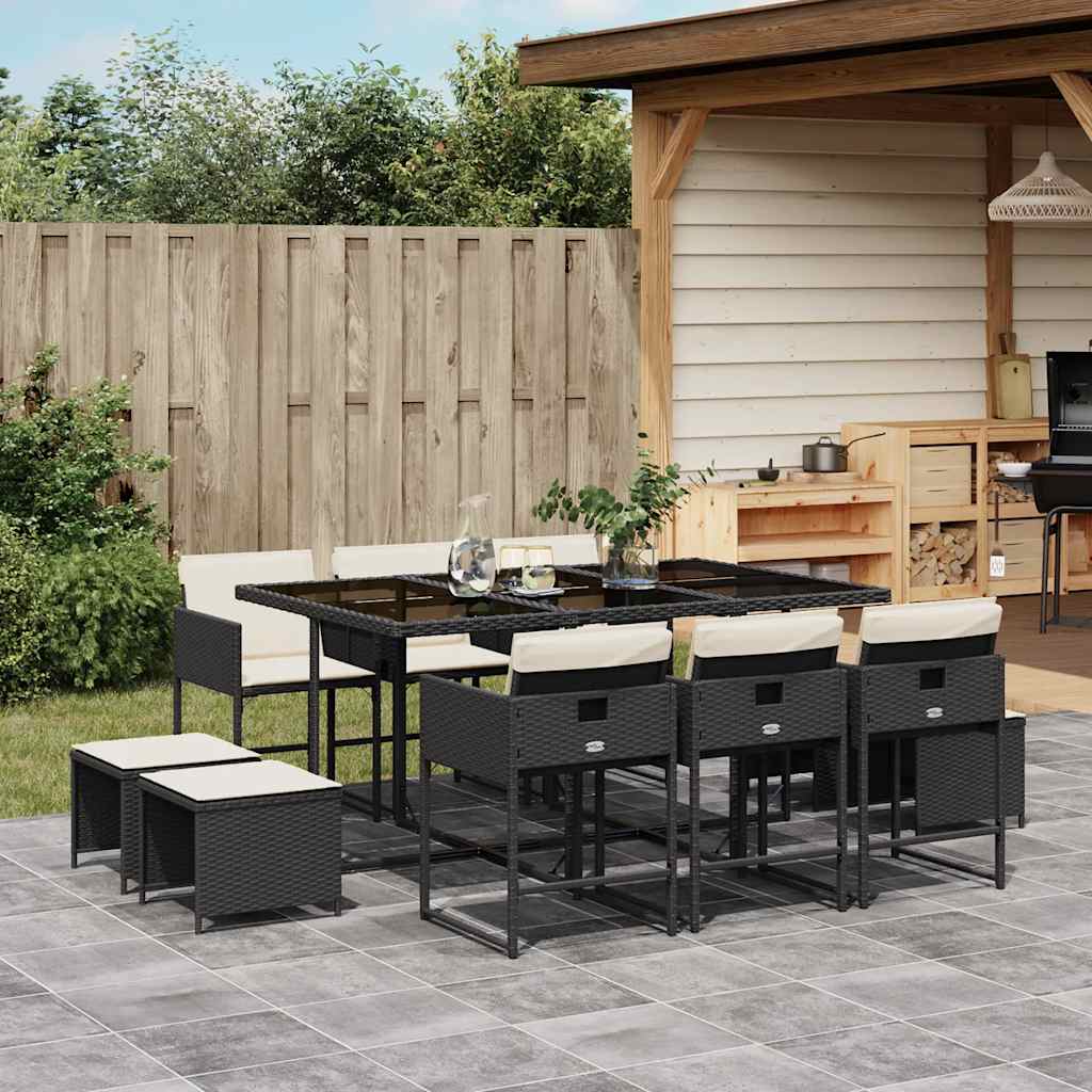 Garden Dining Set Black, Cream white