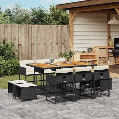 Garden Dining Set Black and cream white