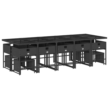 Garden Dining Set Black, Cream White PE Rattan Large