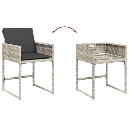 15 Piece Garden Dining Set with Cushions Light Grey Poly Rattan