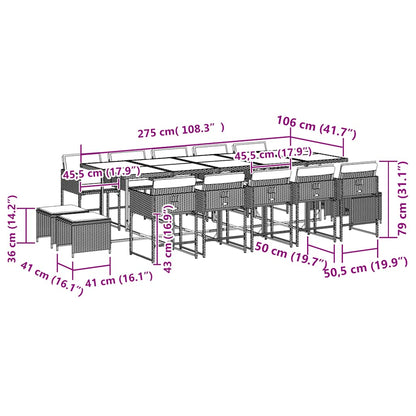 Garden Dining Set Black and brown