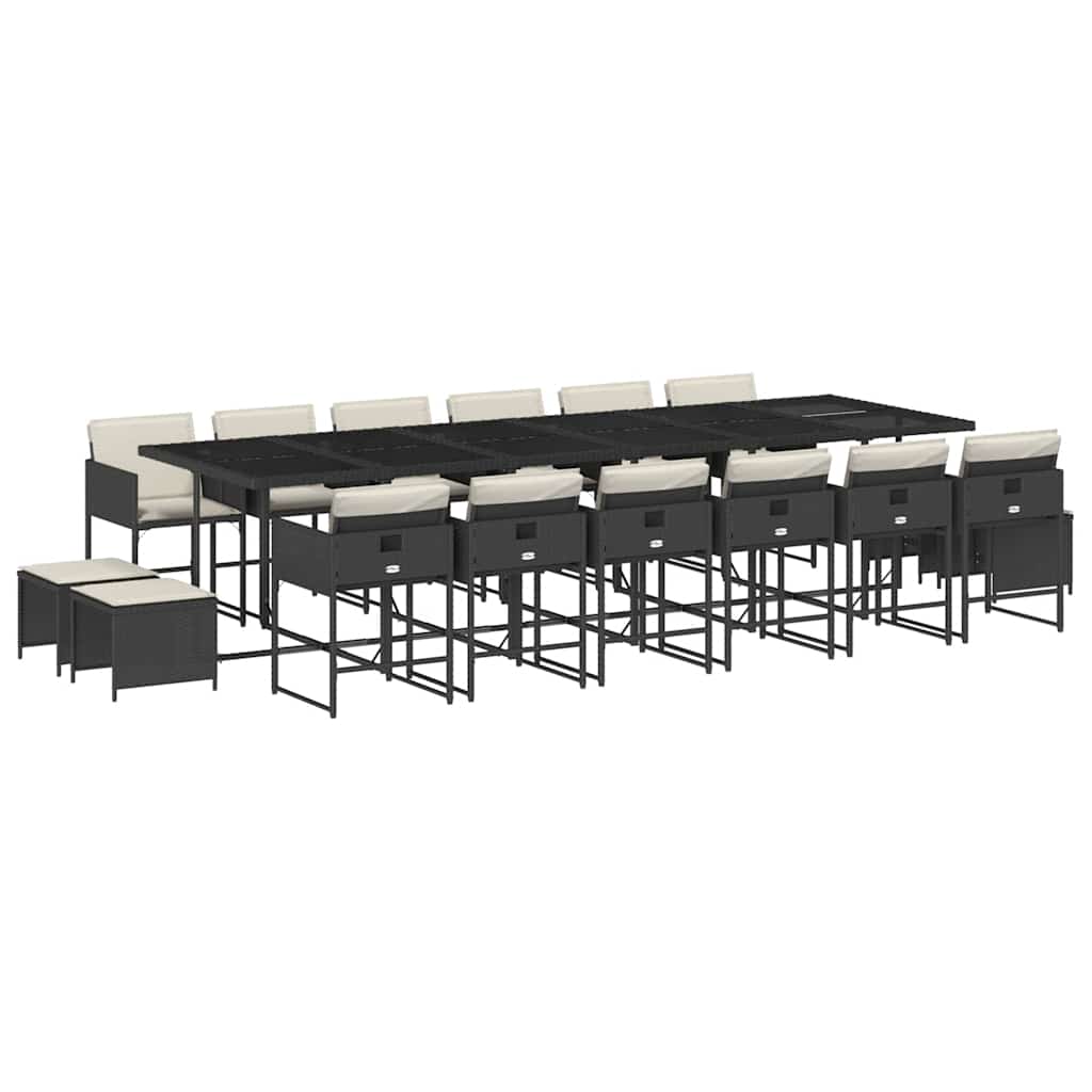 Garden Dining Set Black, Cream White