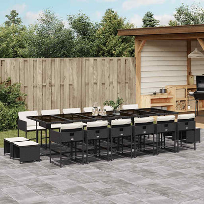 Garden Dining Set Black, Cream White
