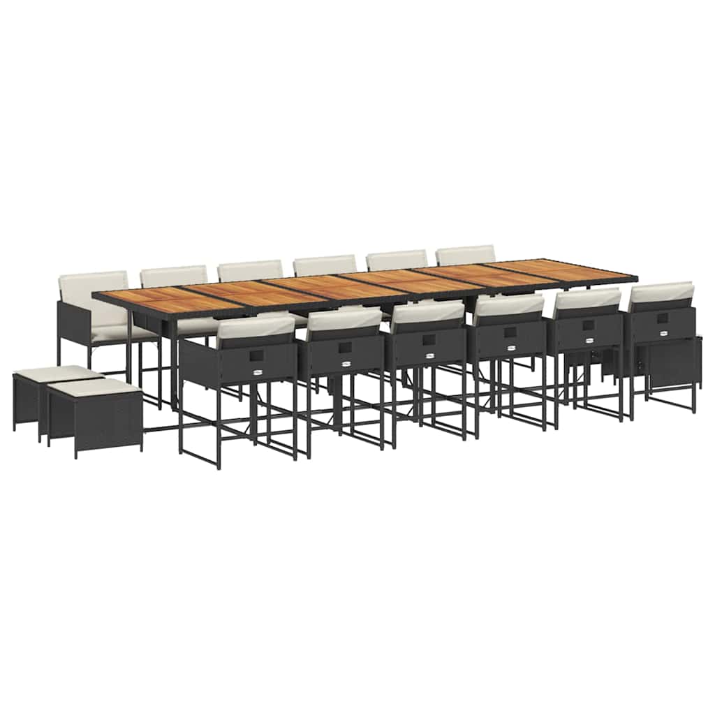 Garden Dining Set Black and Brown