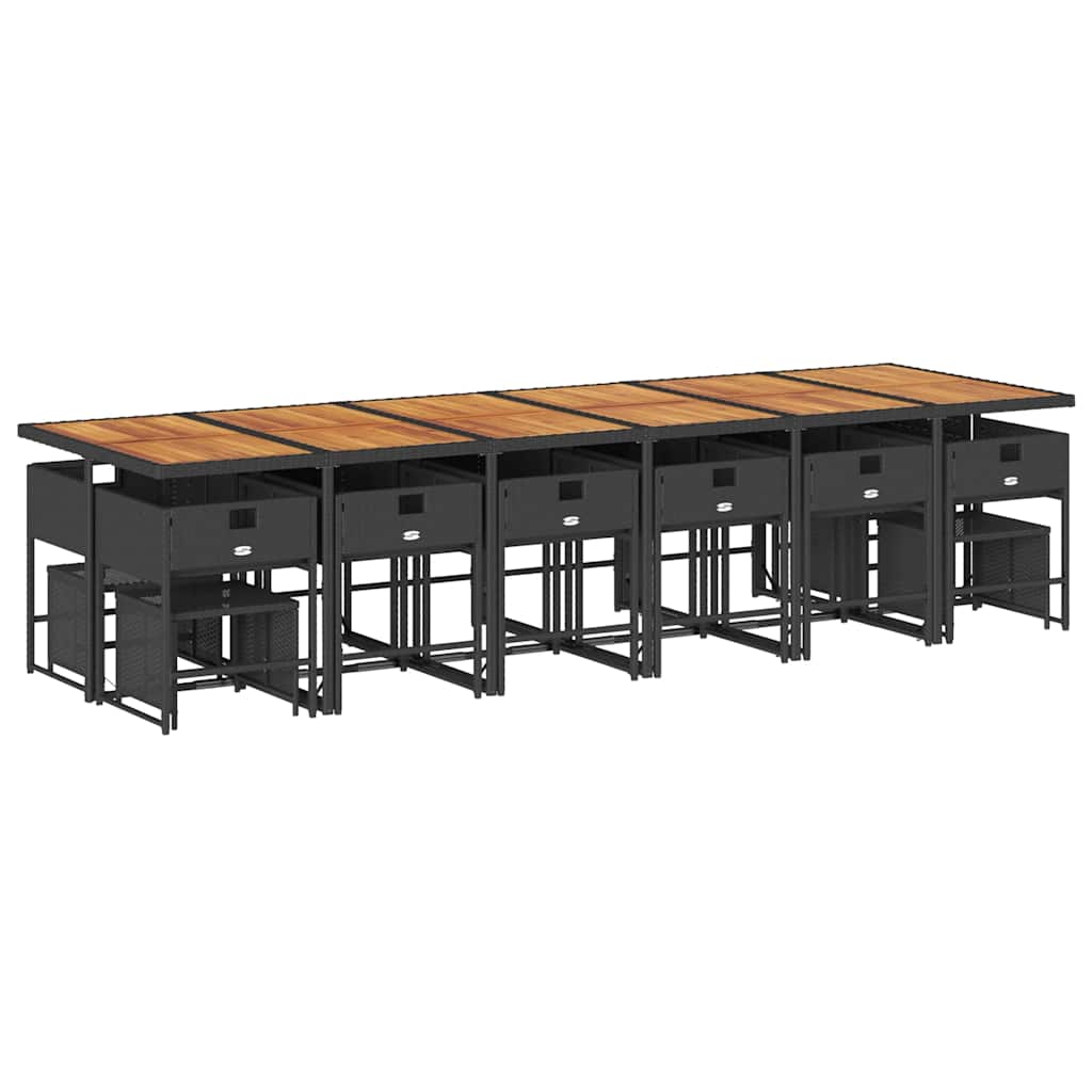 Garden Dining Set Black and Brown
