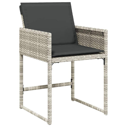 17 Piece Garden Dining Set with Cushions Light Grey Poly Rattan