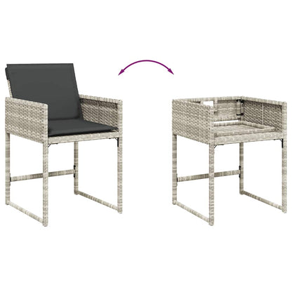 17 Piece Garden Dining Set with Cushions Light Grey Poly Rattan