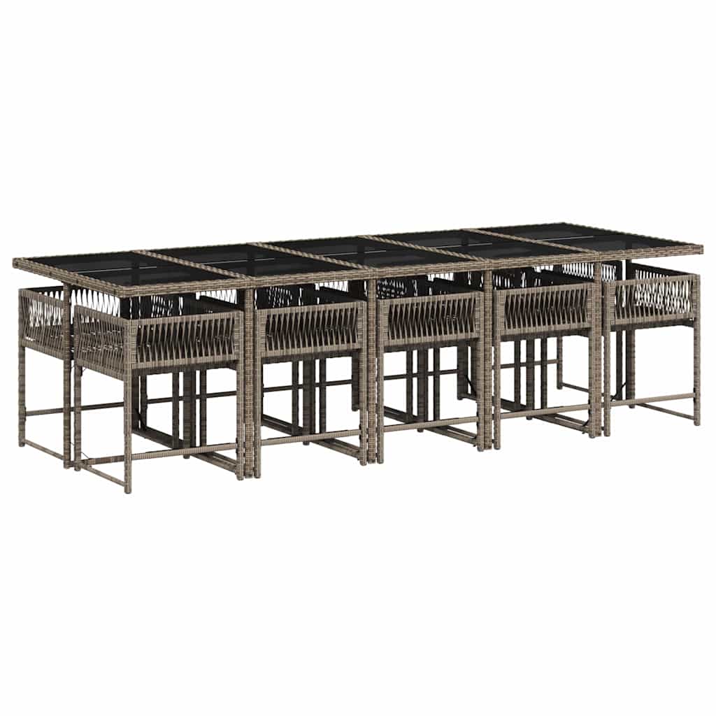 Garden Dining Set | Grey | PE Rattan | 11 Piece Set | Foldable