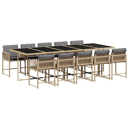 Garden Dining Set | Mix beige | PE rattan | 10-seater | Foldable