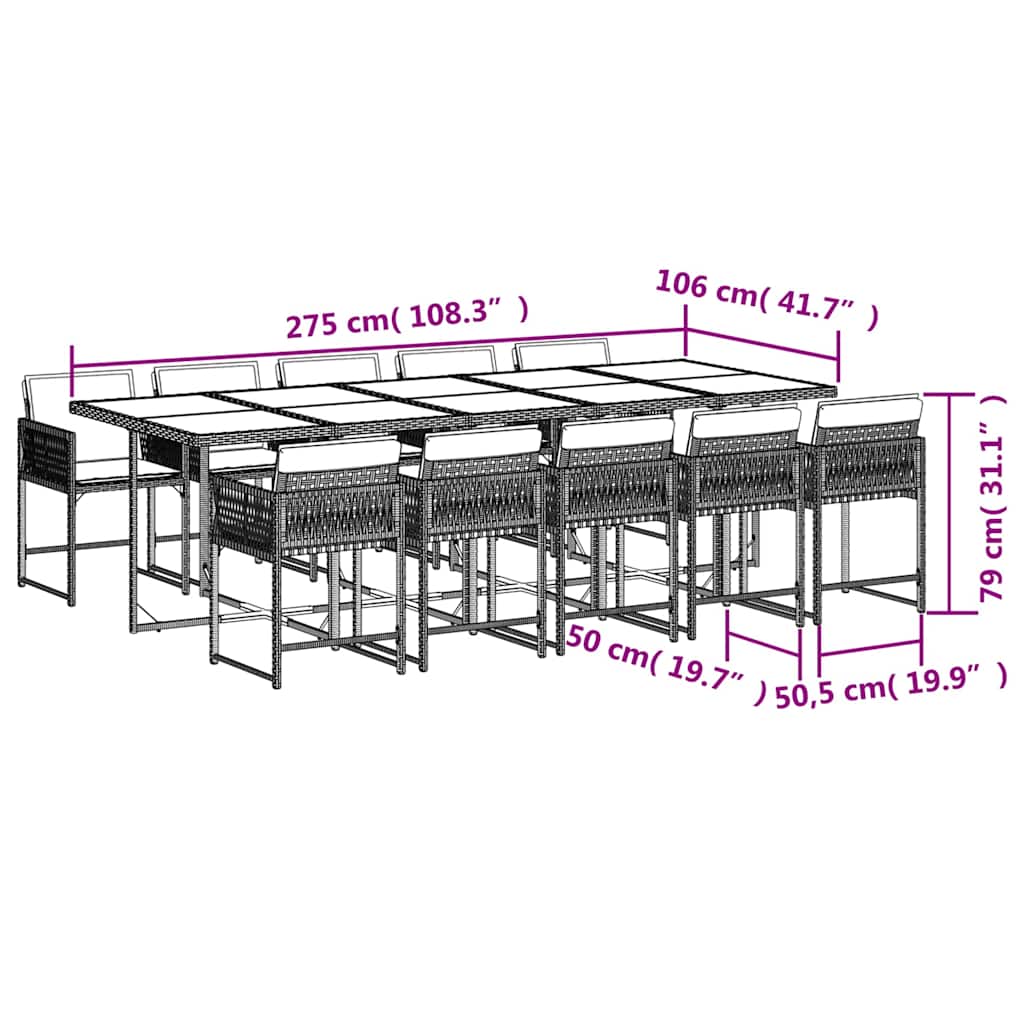 Garden Dining Set | Mix beige | PE rattan | 10-seater | Foldable