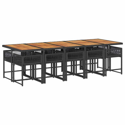 11 Piece Patio Dining Set with Cushions Black Poly Rattan