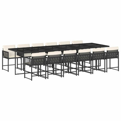Garden Dining Set Black and Cream