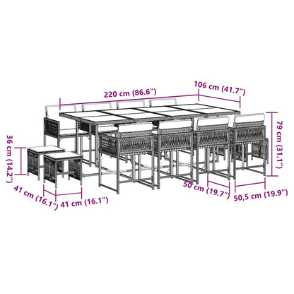 Garden Dining Set Black Poly Rattan 12-seater Stackable