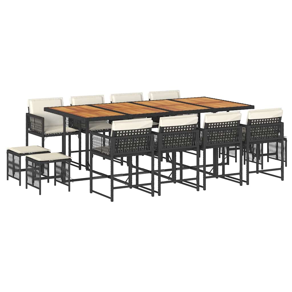 Garden Dining Set Black PE rattan 12-seater Foldable