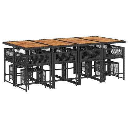 Garden Dining Set Black PE rattan 12-seater Foldable