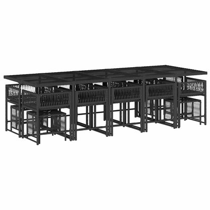Garden Dining Set Black and Cream White PE Rattan Large Stackable