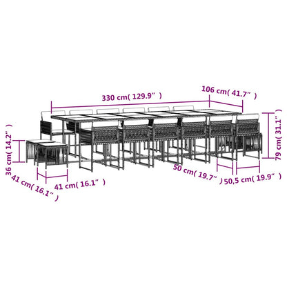 Garden Dining Set Black and Cream White
