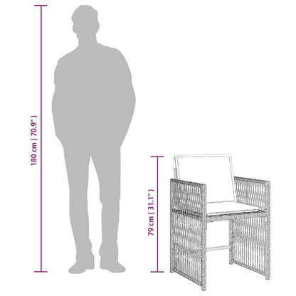 5 Piece Garden Dining Set with Cushions Light Grey Poly Rattan