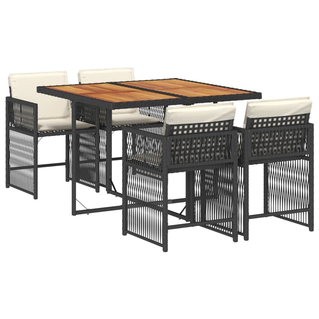 Garden Dining Set Black, Cream White