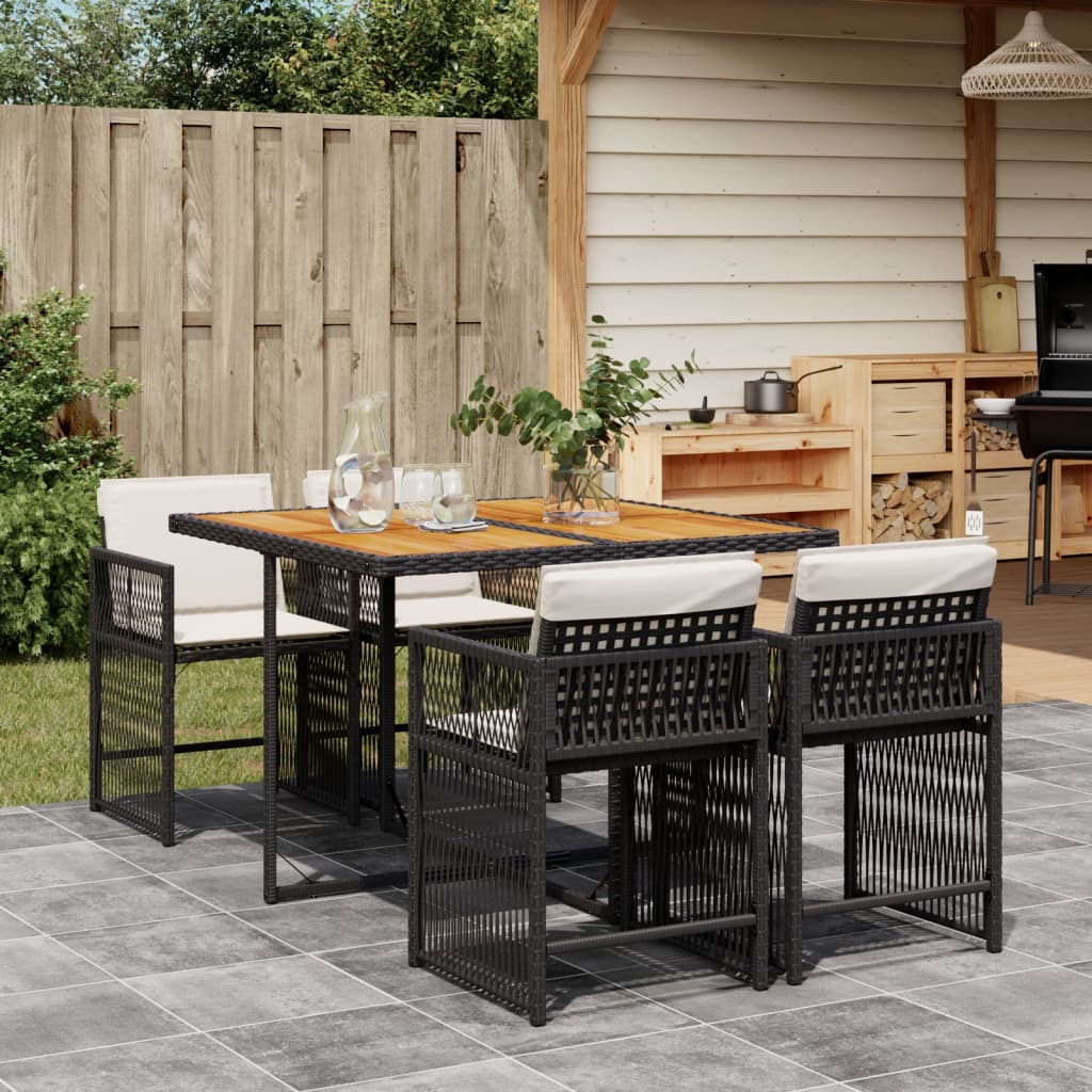 Garden Dining Set Black, Cream White