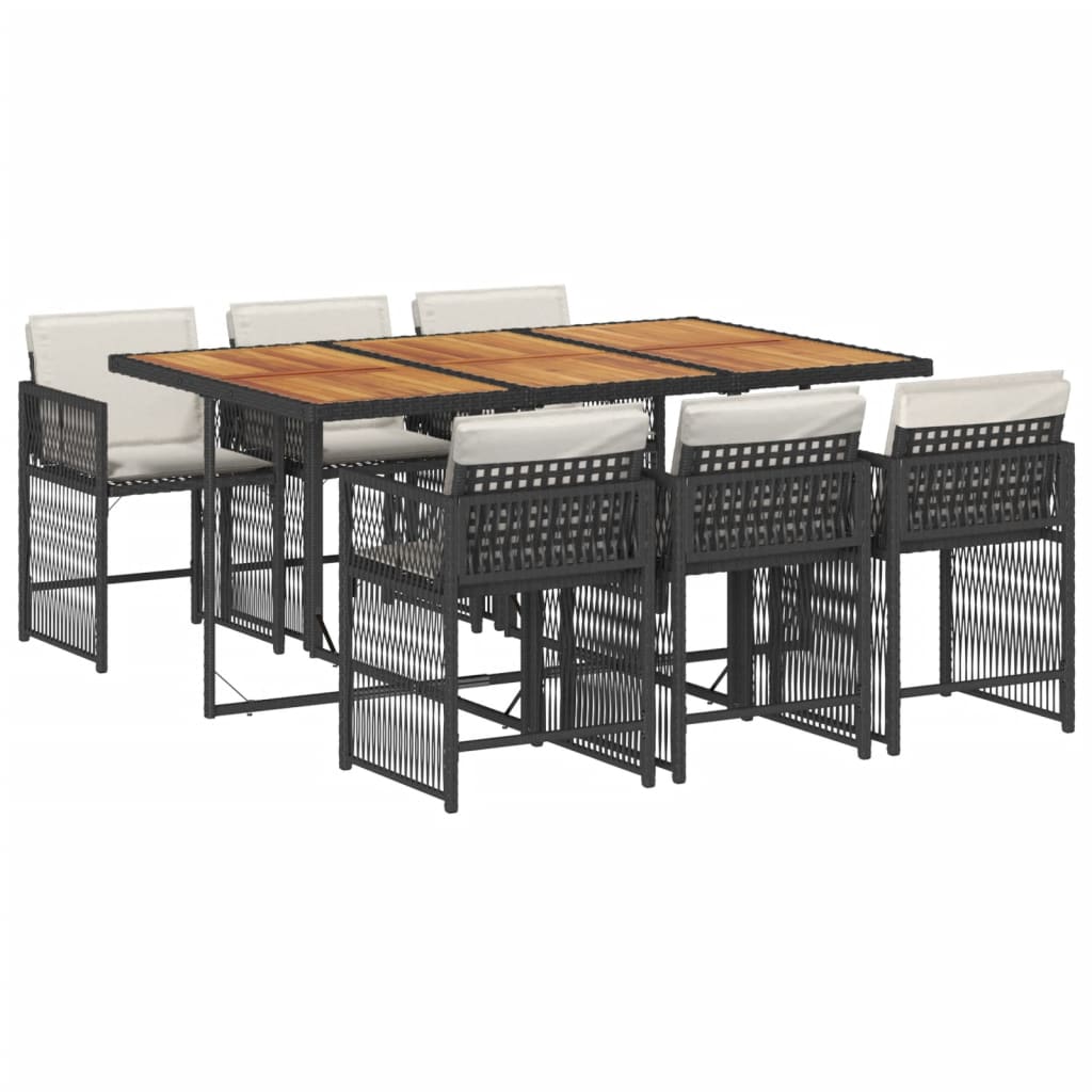 Outdoor Dining Set Black, Cream white