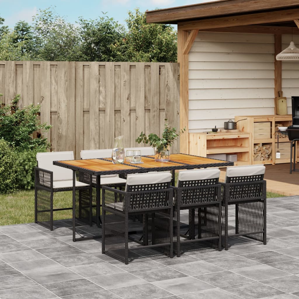 Outdoor Dining Set Black, Cream white