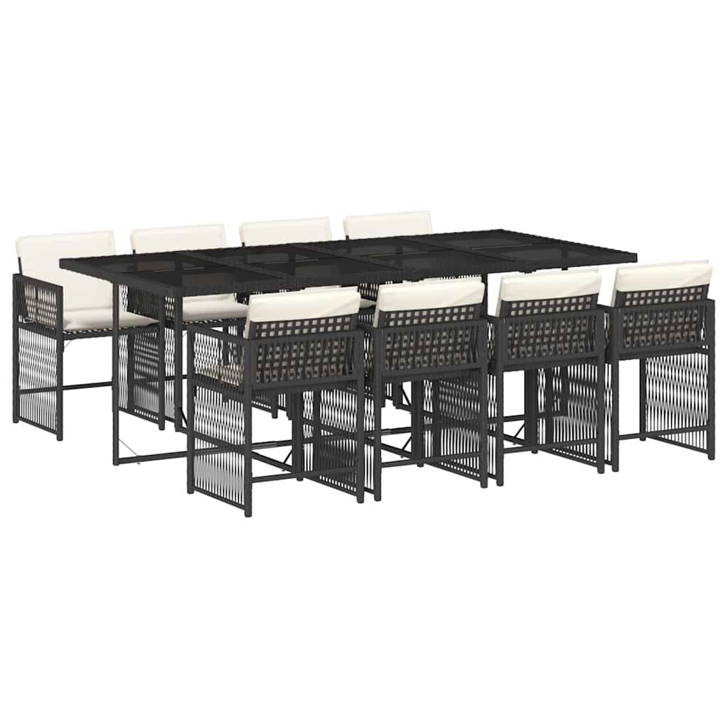 Garden Dining Set Black Poly Rattan 9 Piece