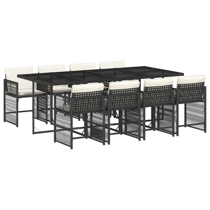 Garden Dining Set Black Poly Rattan 9 Piece