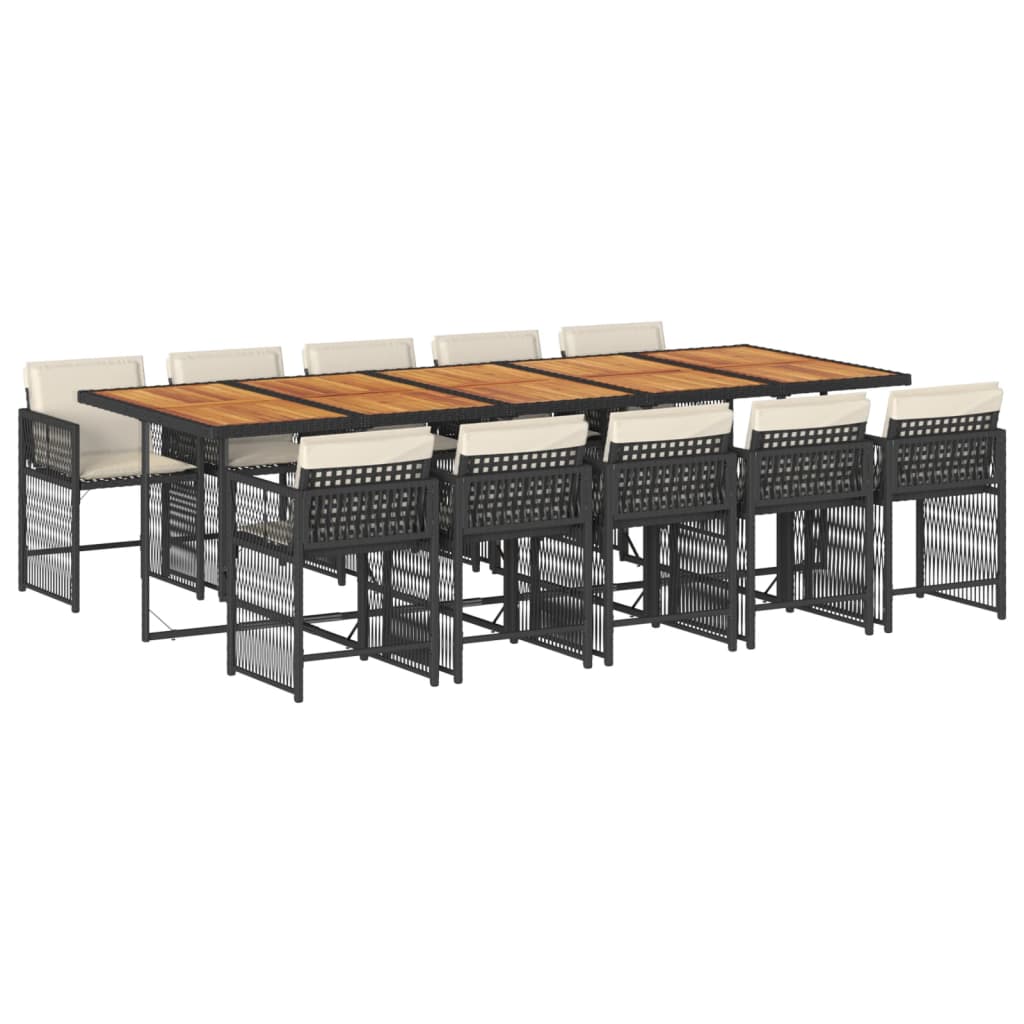 Garden Dining Set Black, Cream White