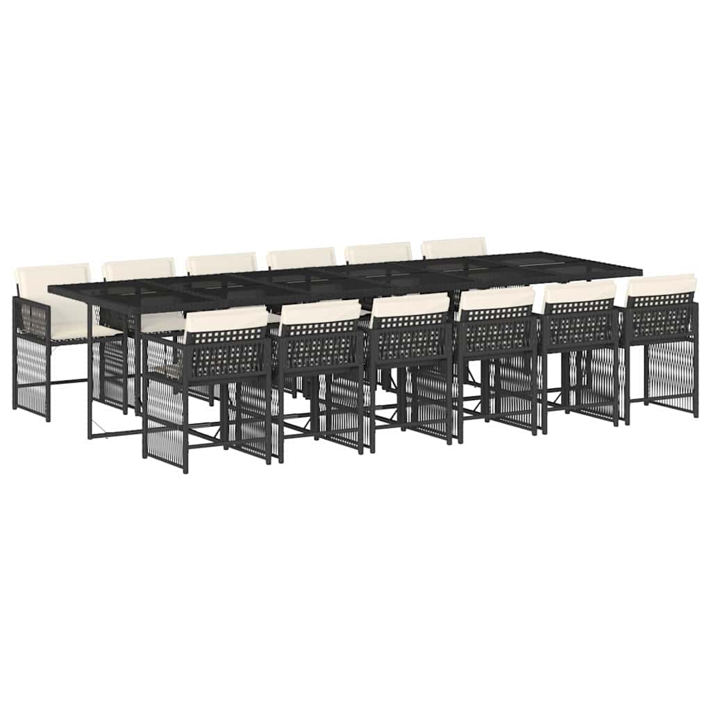 Garden Dining Set Black, Cream White
