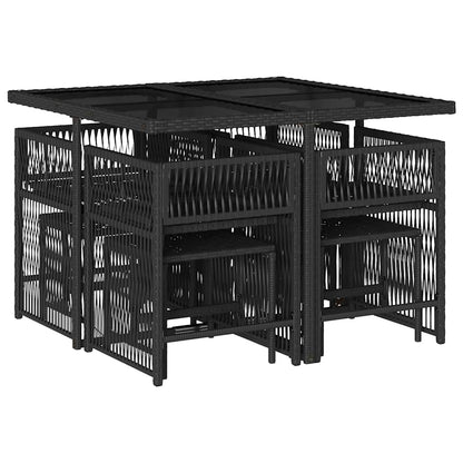Garden Dining Set Black, Cream White Poly Rattan Medium Foldable