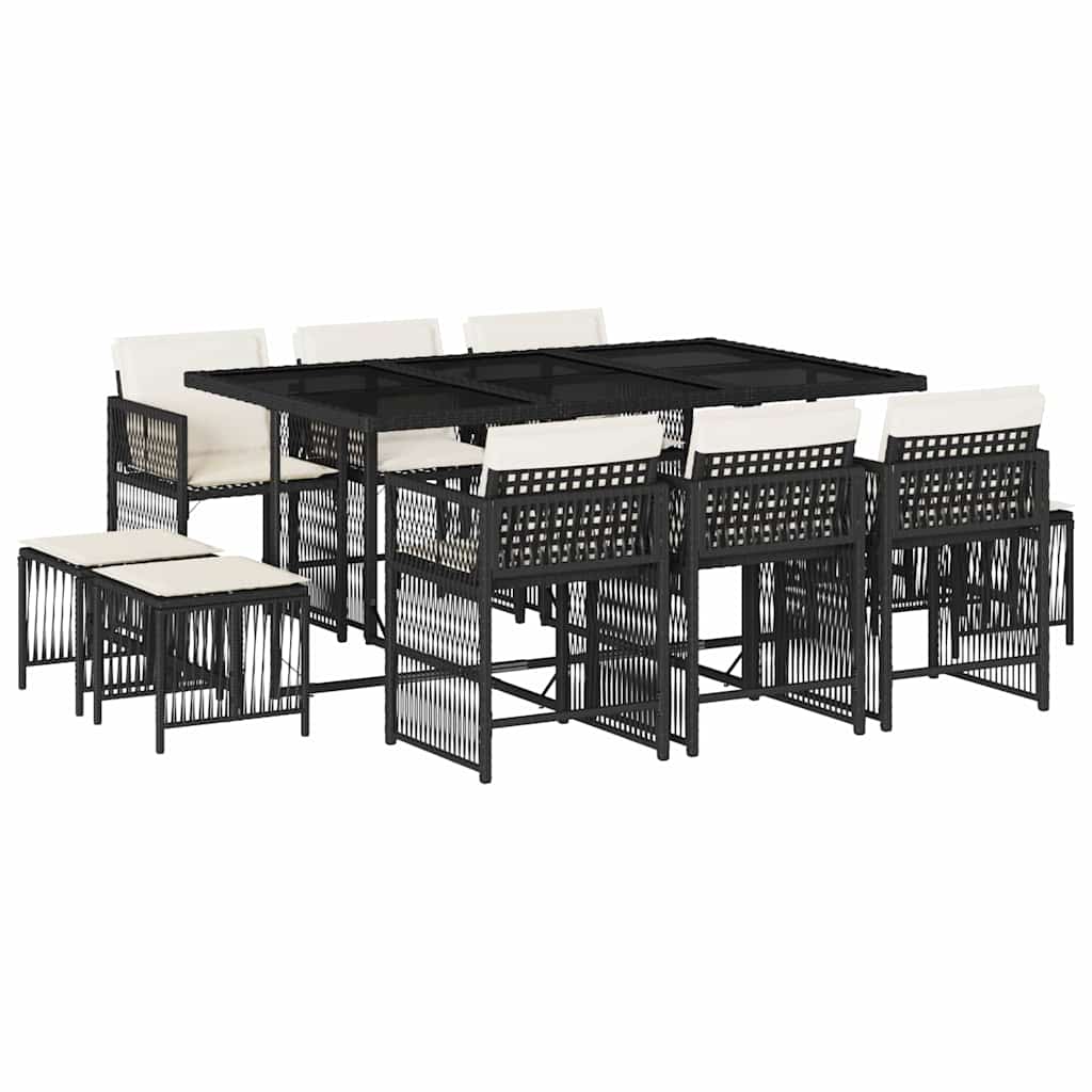 Garden Dining Set Black, Cream White