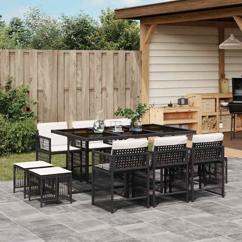 Garden Dining Set Black, Cream White