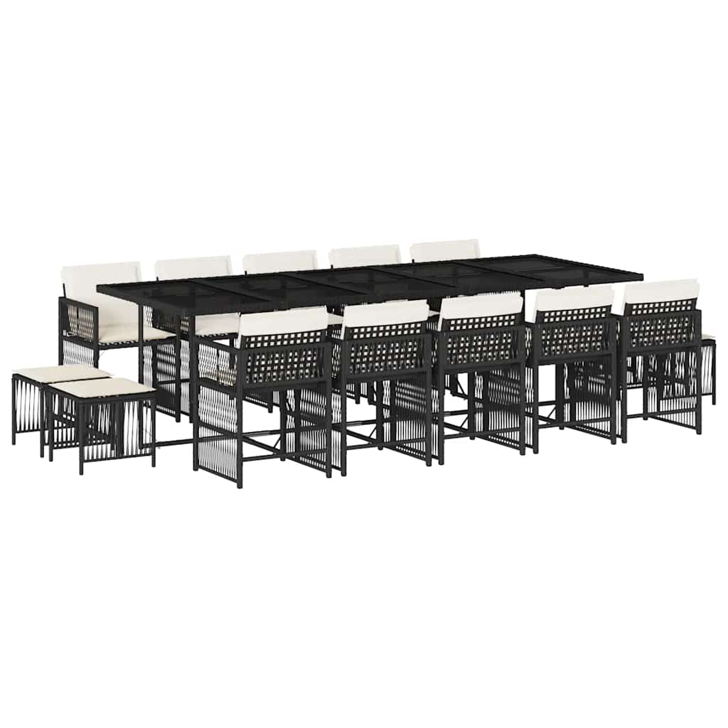 Garden Dining Set Black PE rattan Large Expandable