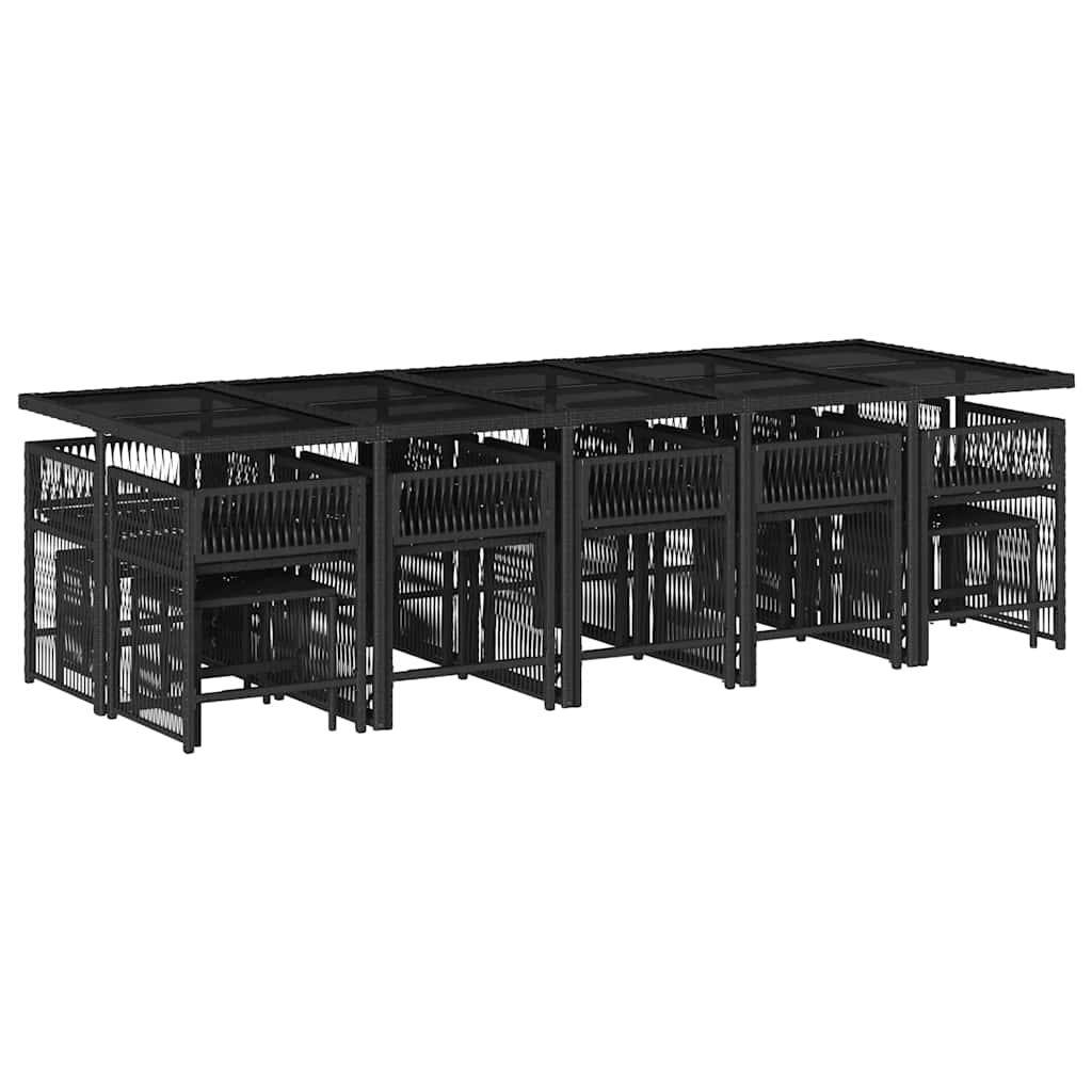 Garden Dining Set Black PE rattan Large Expandable