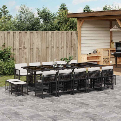 Garden Dining Set Black PE rattan Large Expandable