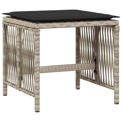 15 Piece Garden Dining Set with Cushions Light Grey Poly Rattan