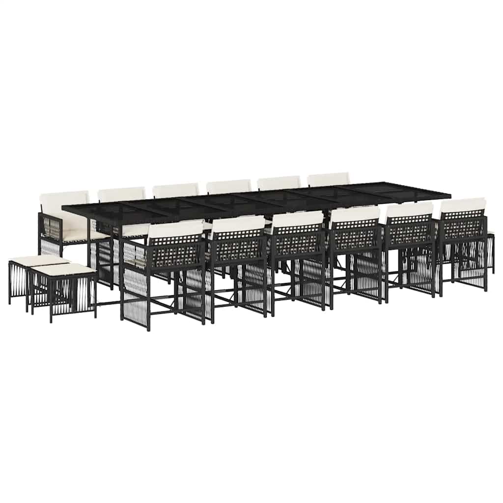 Garden Dining Set Black, Cream White