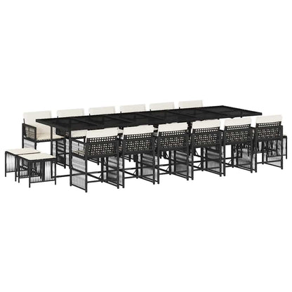 Garden Dining Set Black, Cream White