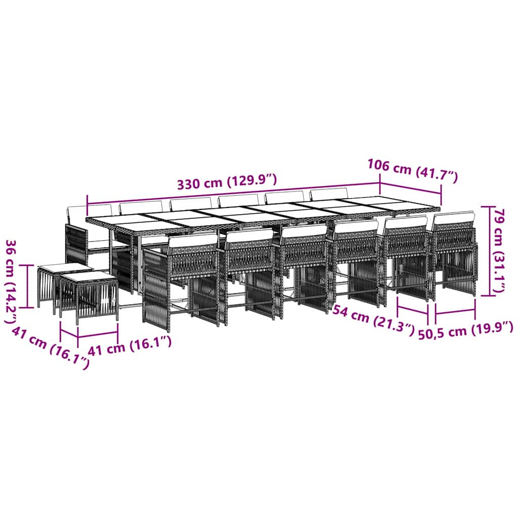 Garden Dining Set Black, Cream White