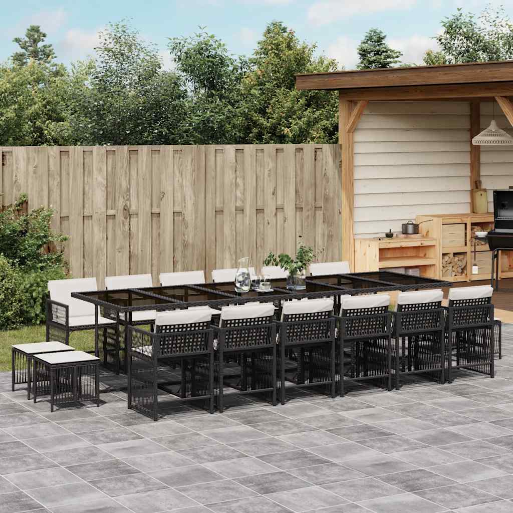 Garden Dining Set Black, Cream White