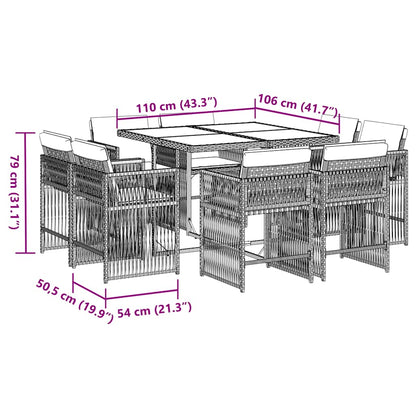 Garden Dining Set Black and Cream White PE Rattan Large Foldable